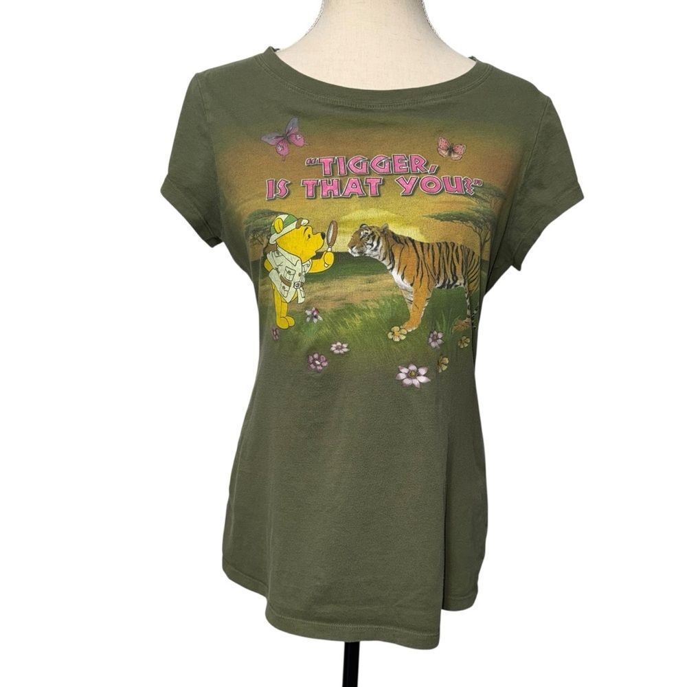 Disney Olive Green Animal Kingdom Winnie the Pooh Graphic Tee Short Cotton XXL - Picture 7 of 8